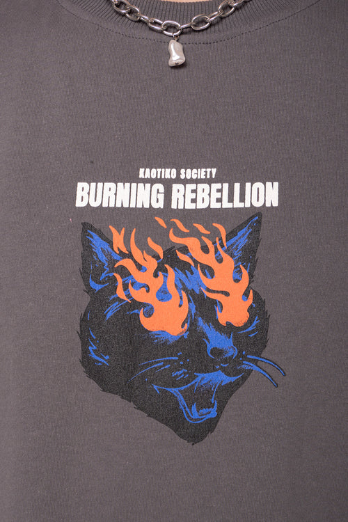 Cropped Burning Rebellion Gray T-shirt
