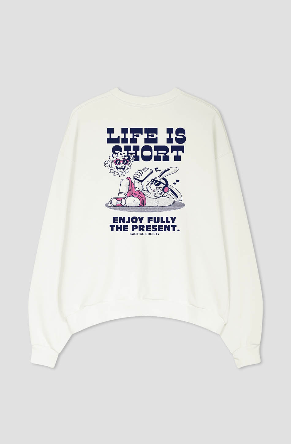 Life Is Short Organic Cotton Ivory/Pink Sweatshirt