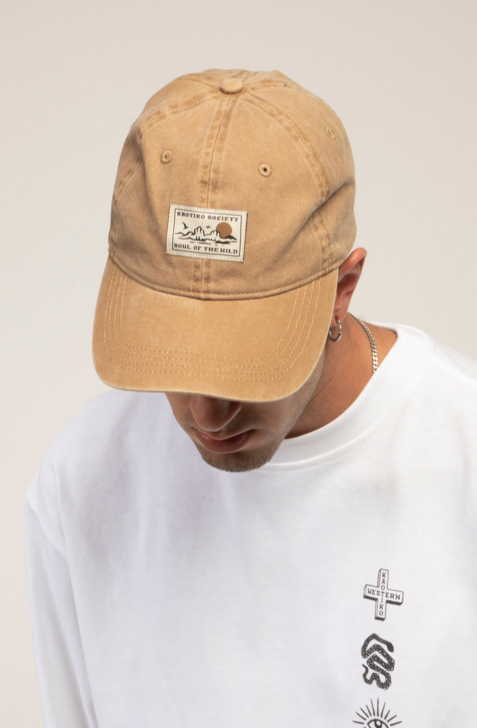 Organic Western Washed Dark Camel Cap