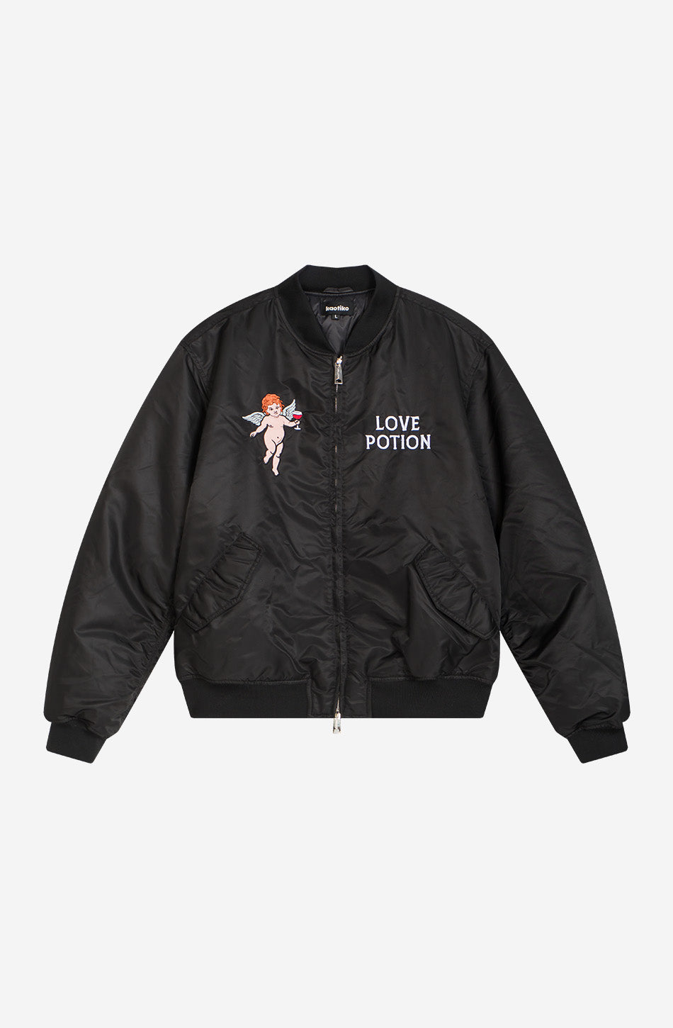 Schwarze Jacke mit Liebestrank