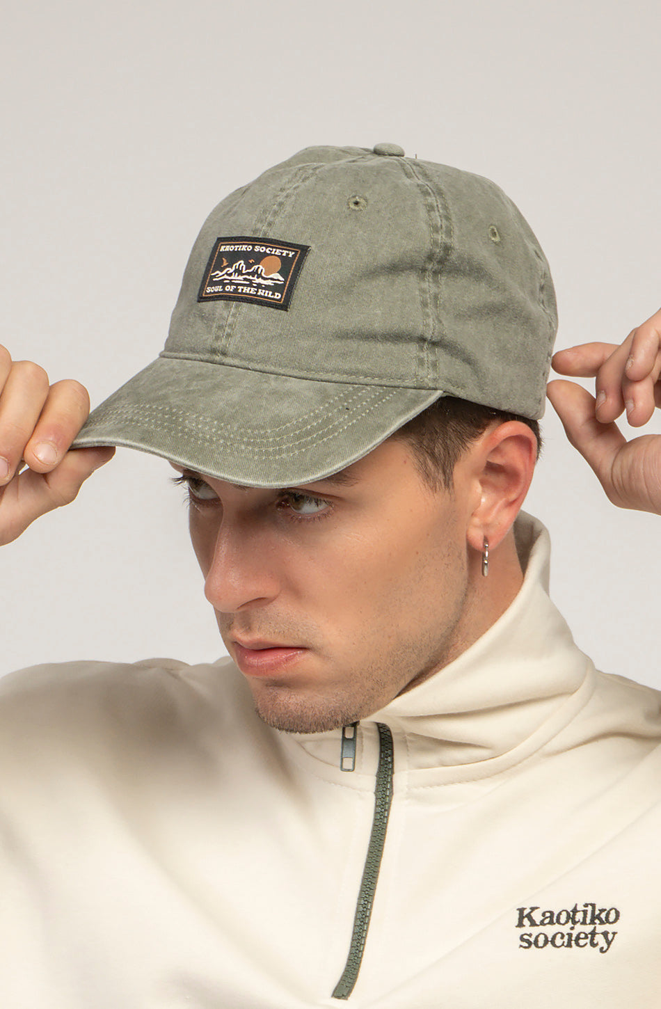 Bio-Western-Cap aus gewaschenem Khaki