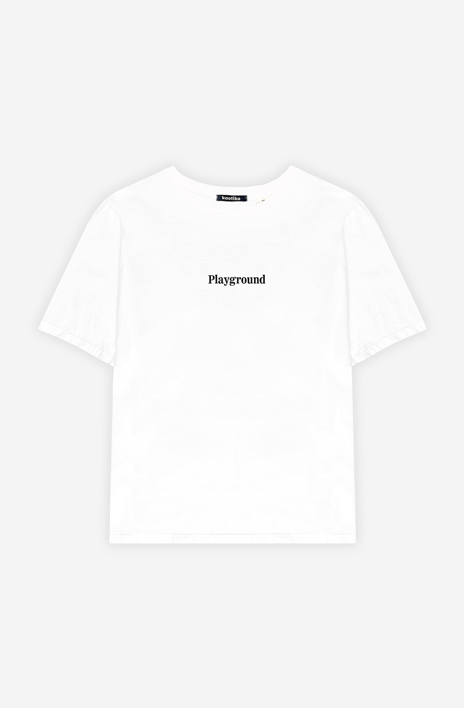 Gewaschenes weißes T-Shirt „Naughty Puppies“