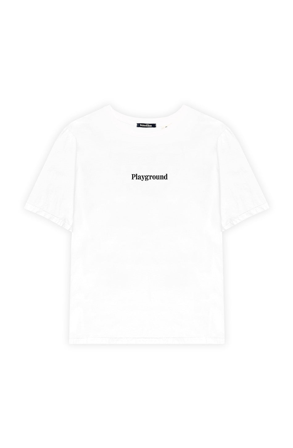 Gewaschenes weißes T-Shirt „Naughty Puppies“