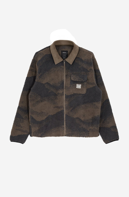 RVCA – Walker Sherpa – Jacke in Jägergrün mit Paisleymuster