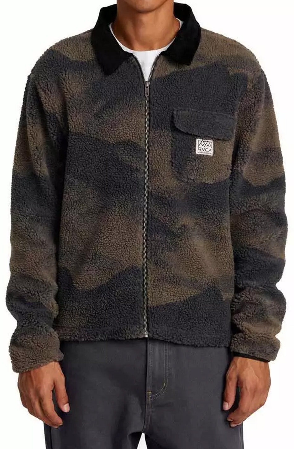 RVCA Walker Sherpa Hunter Green Paisley Jacket