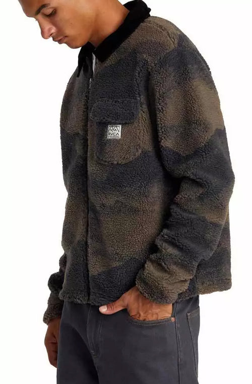 RVCA Walker Sherpa Hunter Green Paisley Jacket