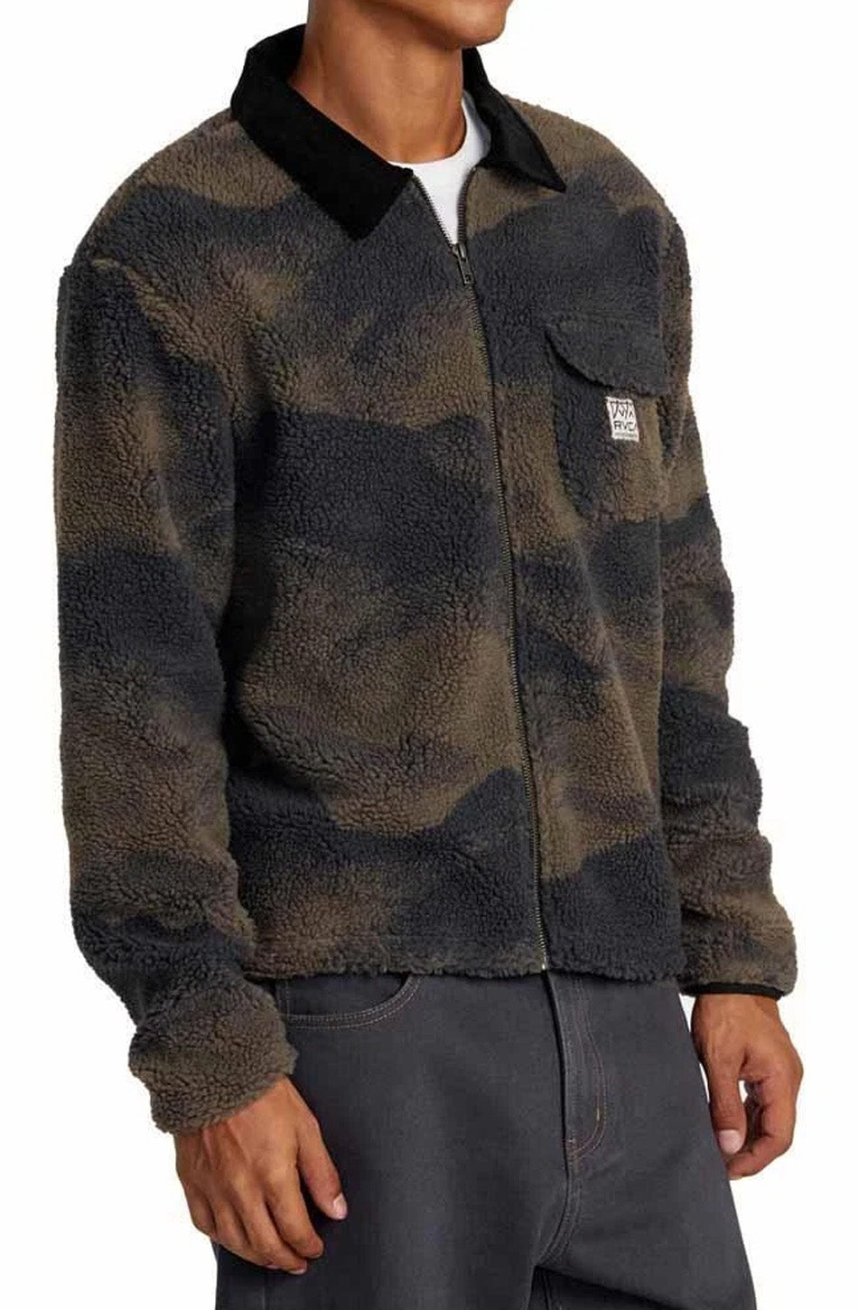 RVCA Walker Sherpa Hunter Green Paisley Jacket