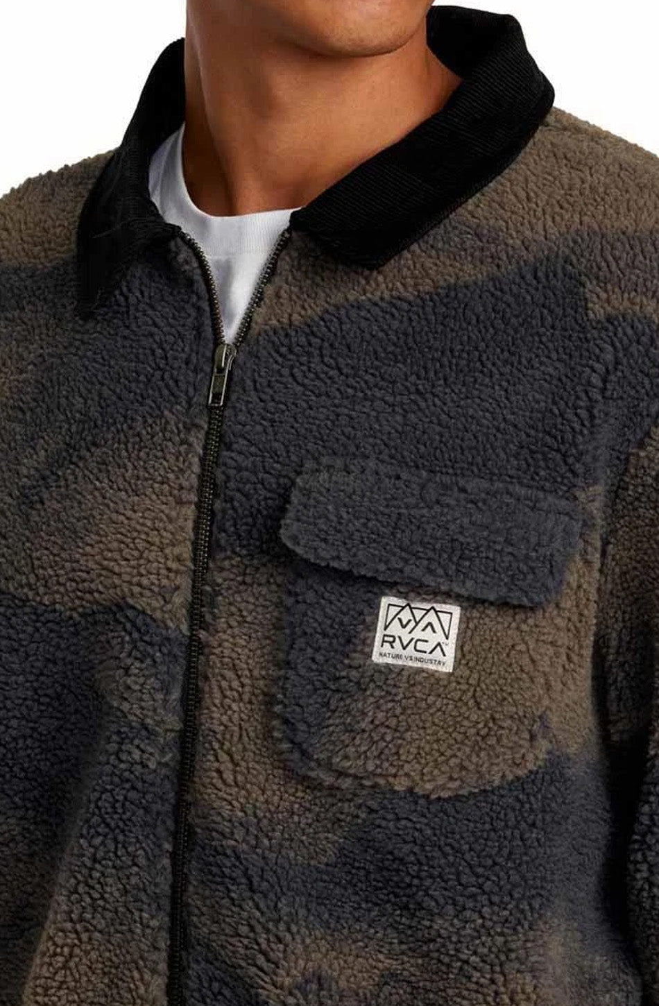 RVCA Walker Sherpa Hunter Green Paisley Jacket
