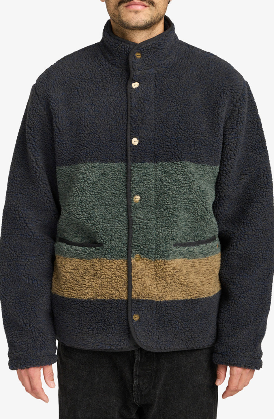 RVCA Westwood Snap Fleece Jacket Moody Blue