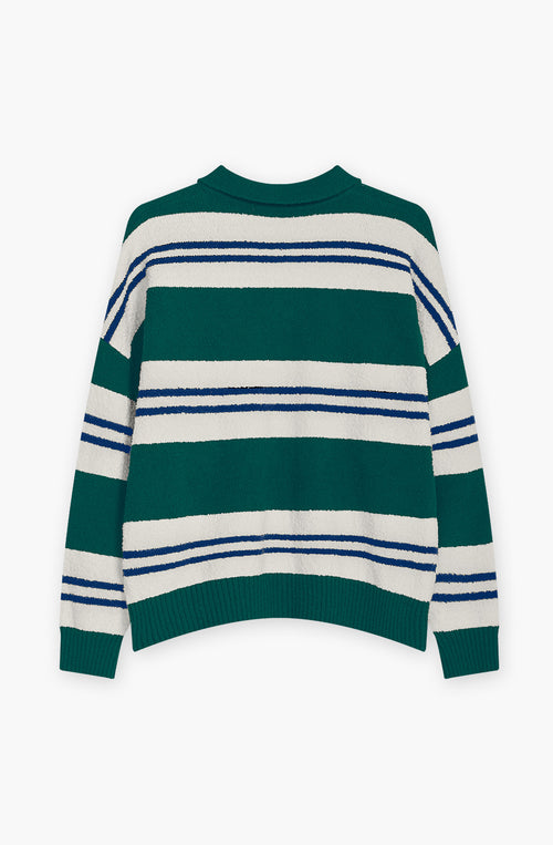 Jersey Polo Stripes Green/Navy