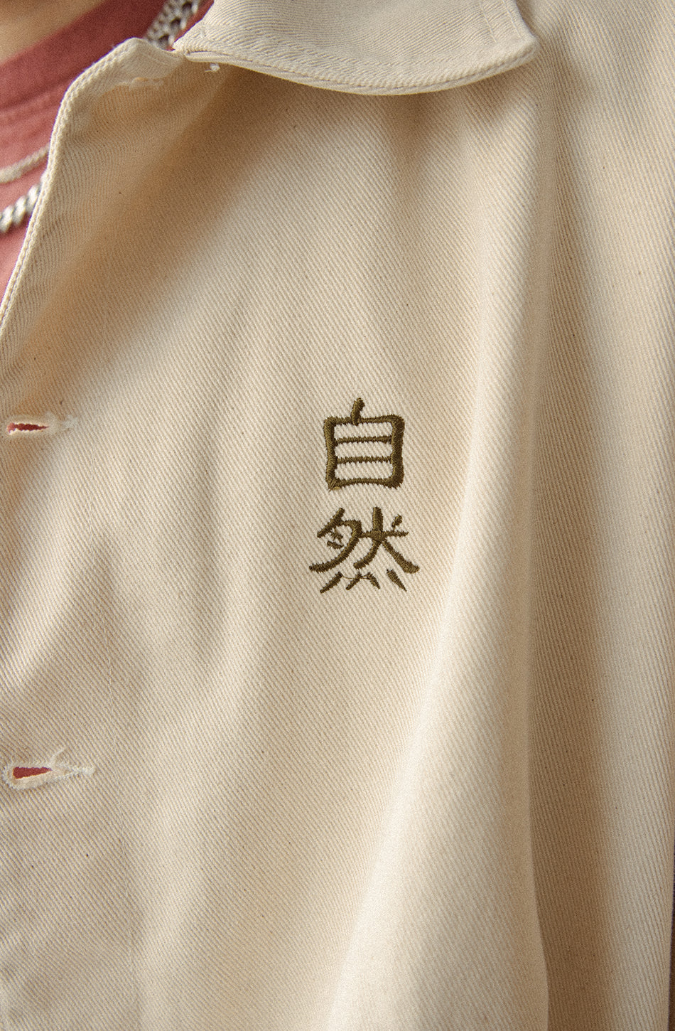 Pockets Embroidery Jacket Camelia Ivory