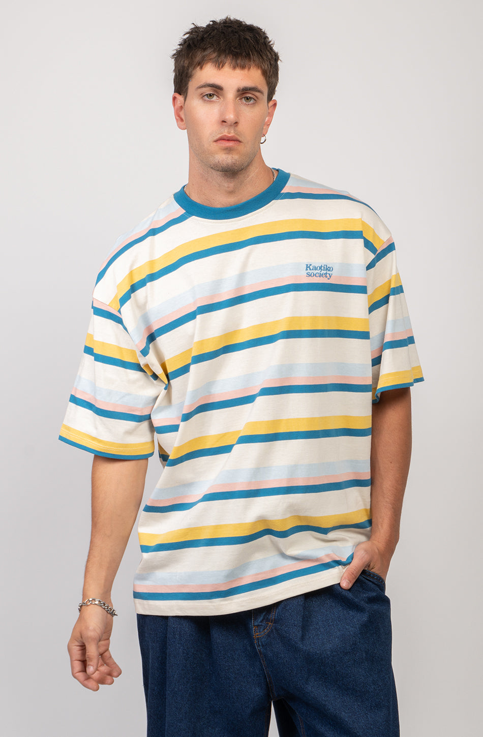 Camiseta Stripes Kaotiko Society 501 Green/ Yellow