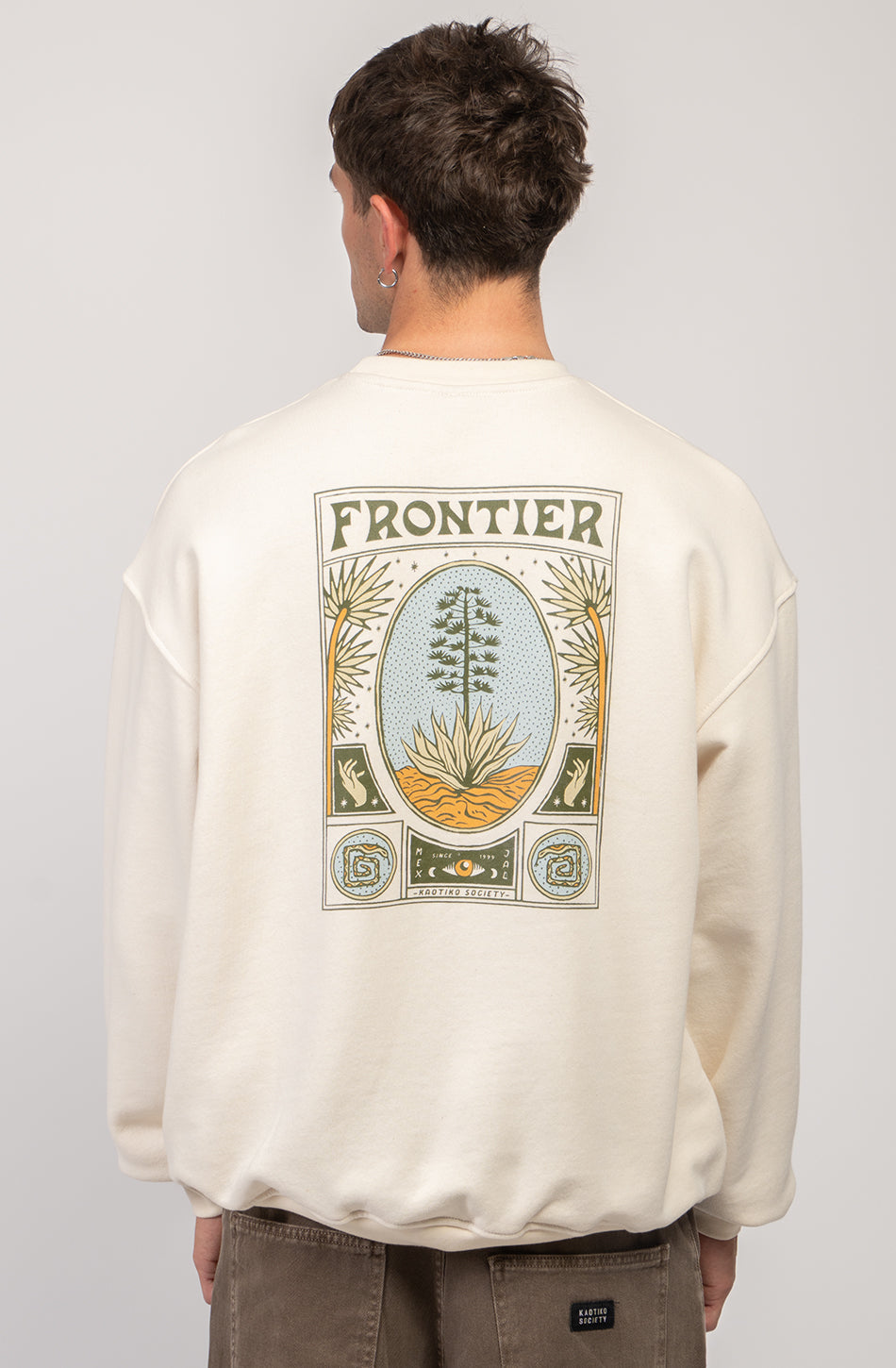 Elfenbeinfarbenes Sweatshirt „Frontier“ aus Bio-Baumwolle