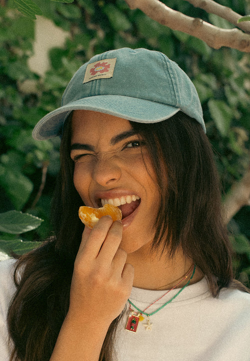 Casquette Island Flower Vintage Light Denim