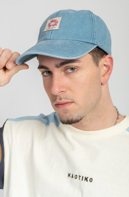 Island Flower Vintage Light Denim Cap