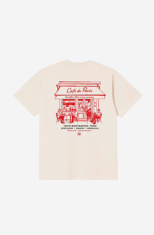 Camiseta Morning Calls Organic Cotton para hombre con ilustración de cafetería parisina