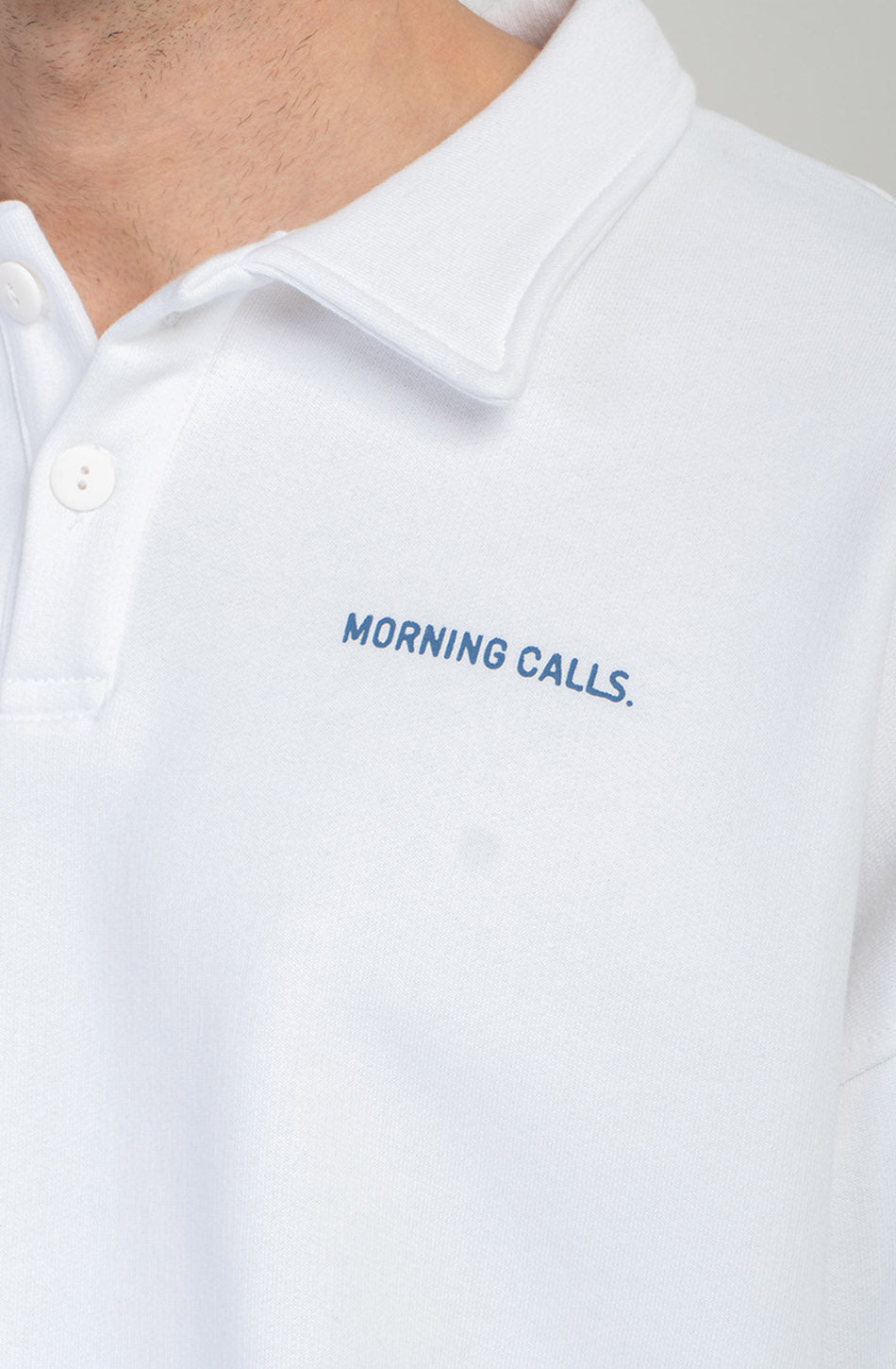 Morning Calls Organic Cotton White Polo Sweatshirt