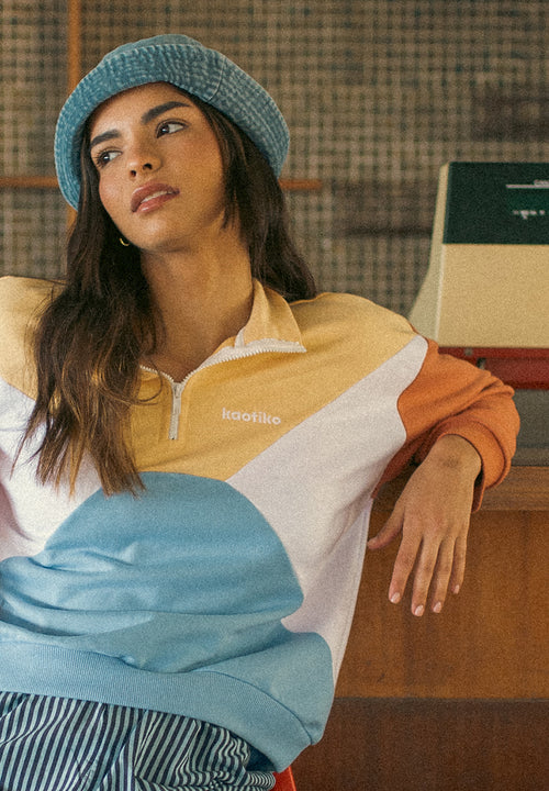Sweat-shirt Anneta Vanilla/White/Niagara/Apricot