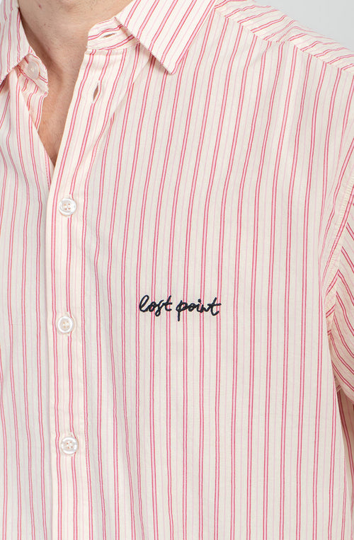  Chemise Lost Point Ivoire/Grenat Rayures