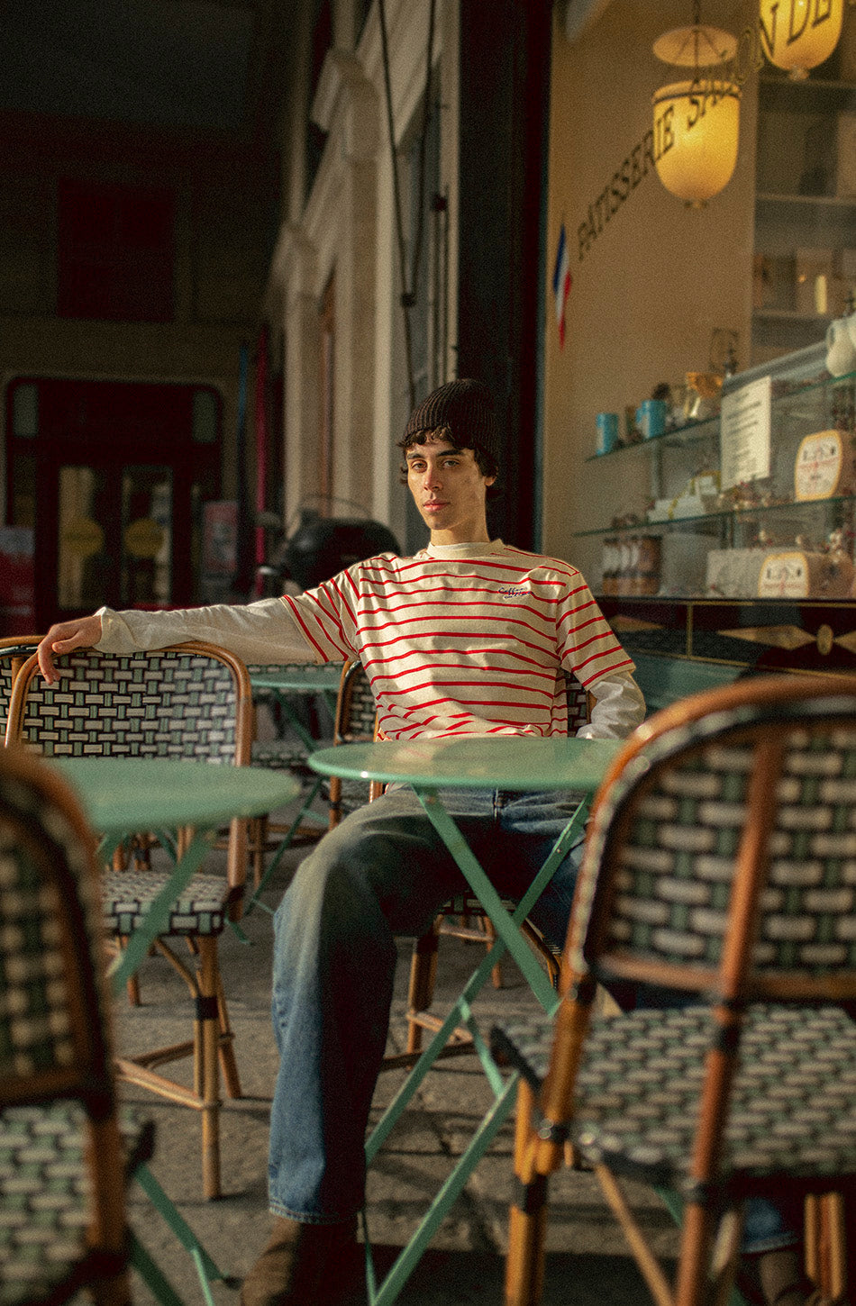 Coffee Culture Stripes Red/Ivory T-shirt