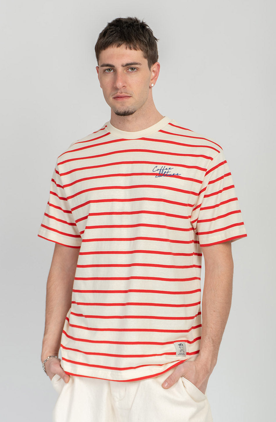 Coffee Culture Stripes Red/Ivory T-shirt