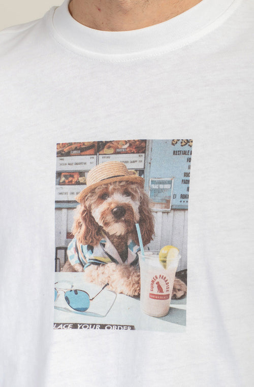 Cropped Paws & Relax Bio-Baumwoll-T-Shirt in Weiß