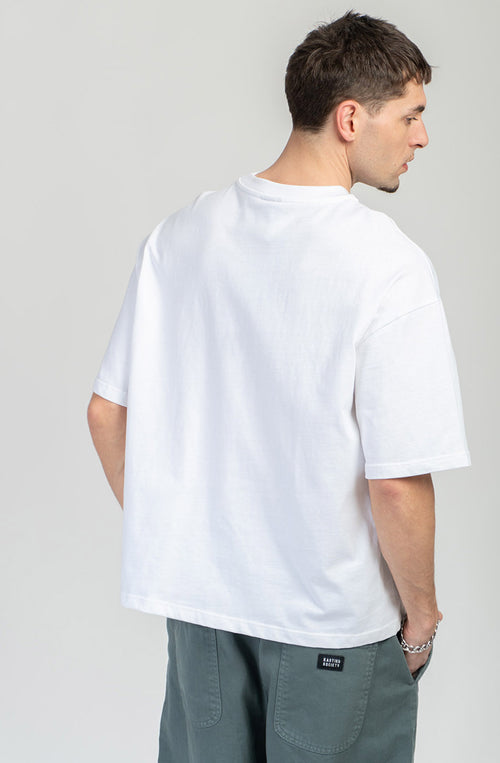 Cropped Paws & Relax Bio-Baumwoll-T-Shirt in Weiß