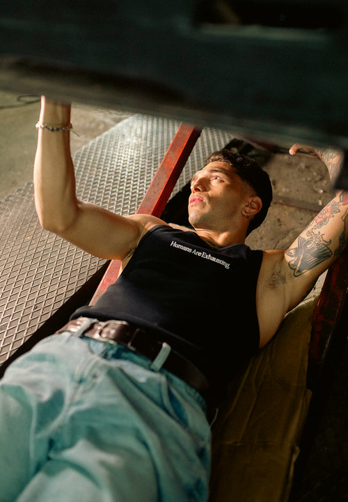 Camiseta Tank Top Humans Are Exhausting Black