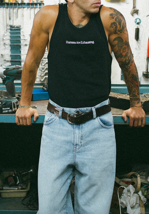 Camiseta Tank Top Humans Are Exhausting Black
