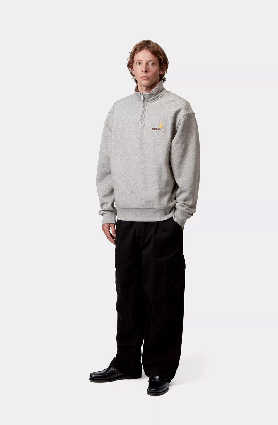 Carhartt WIP Half Zip American Script Gray Heather Sweatshirt