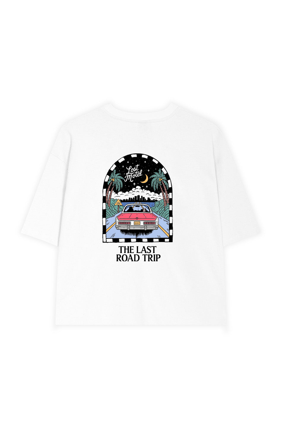 Das weiße Bio-Baumwoll-T-Shirt „The Last Road Trip“
