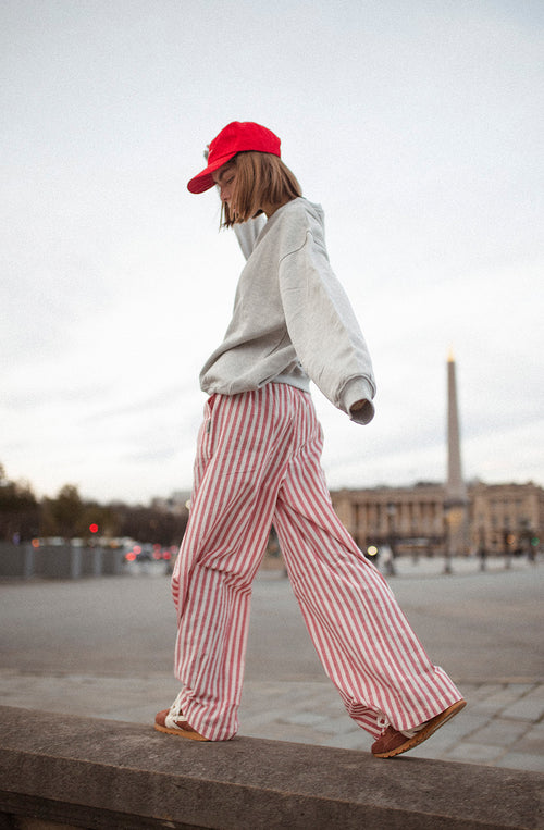 Pantalon Coffee Culture Stripes Red/Ivory 