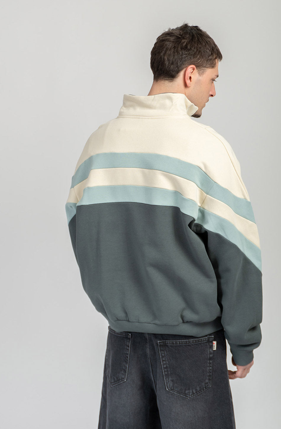Clark Bone/Green Half-Zip Sweatshirt