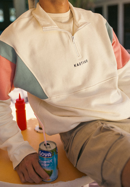 Sweat Arthur Ivoire/Bleu pâle/Saumon