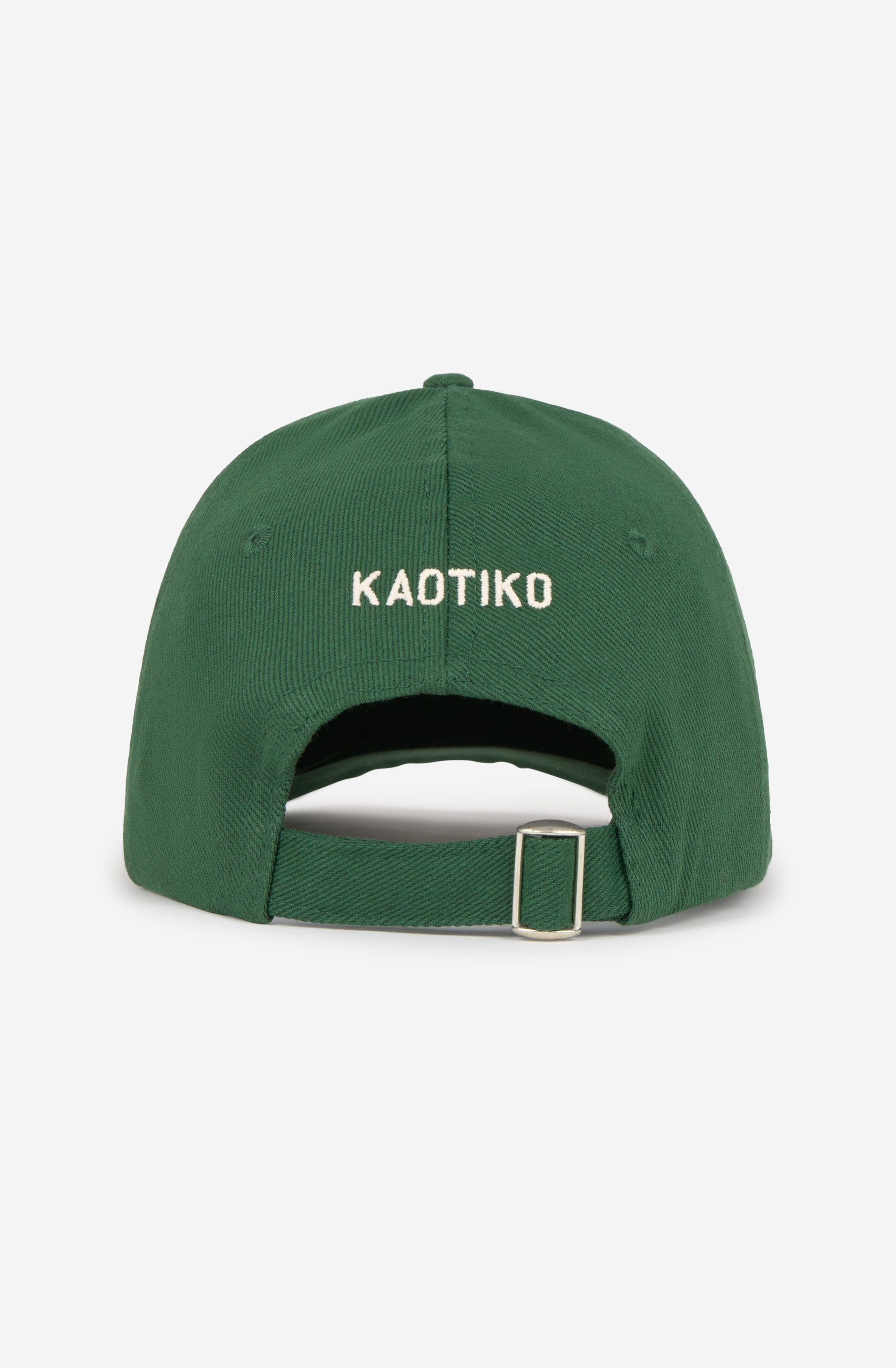 Gorra verde Kaotiko Belle Époque con visera curva y logo Belle Époque bordado en blanco.