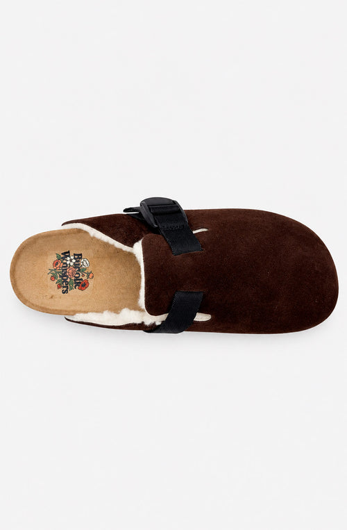 Zuecos Kaotiko Cloggy Brown con borreguito