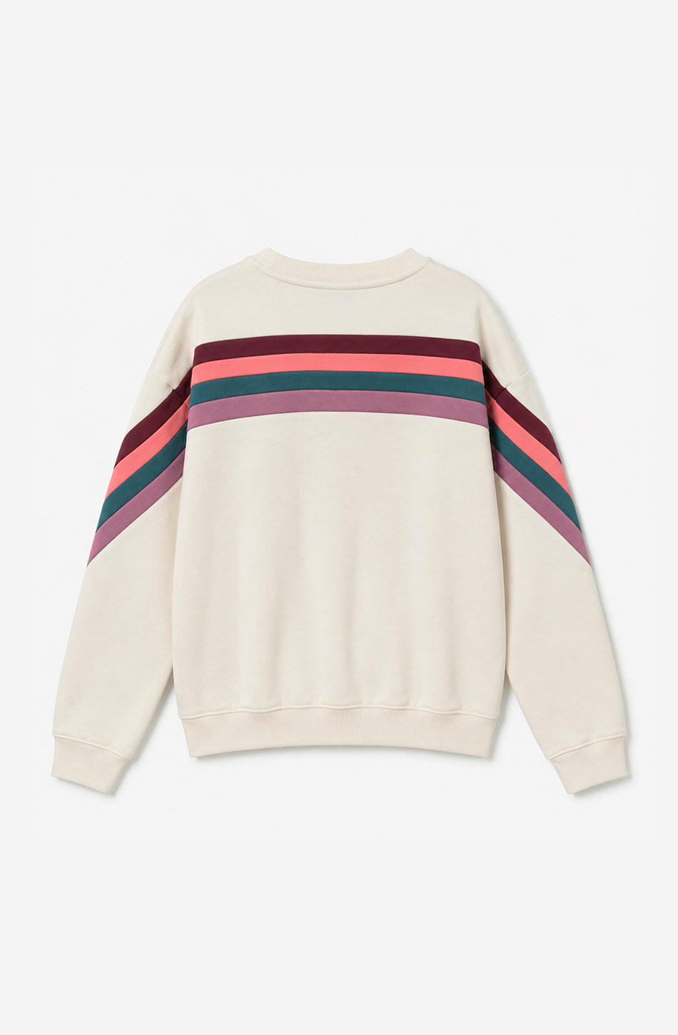 Sudadera Walker unisex color Ivory con franjas Orchid, Wine y verde