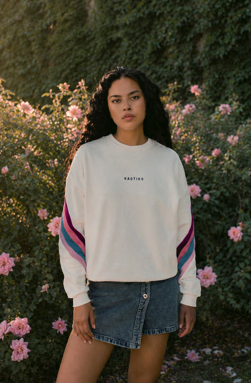 Women's Walker Ivory Orchid Wine Sweatshirt
