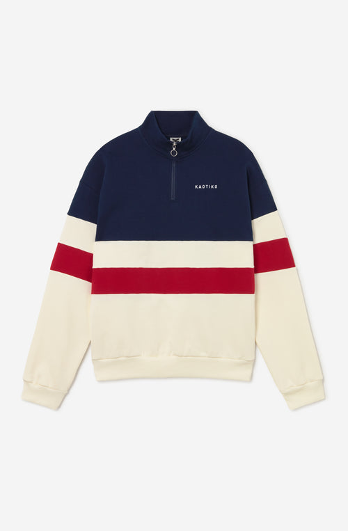 Sudadera Crew  Zipper Carter Ivory/Blue/Salsa
