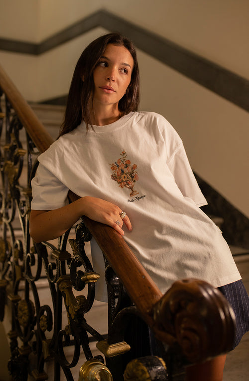 Cropped Bouquet Organic Cotton T-Shirt White
