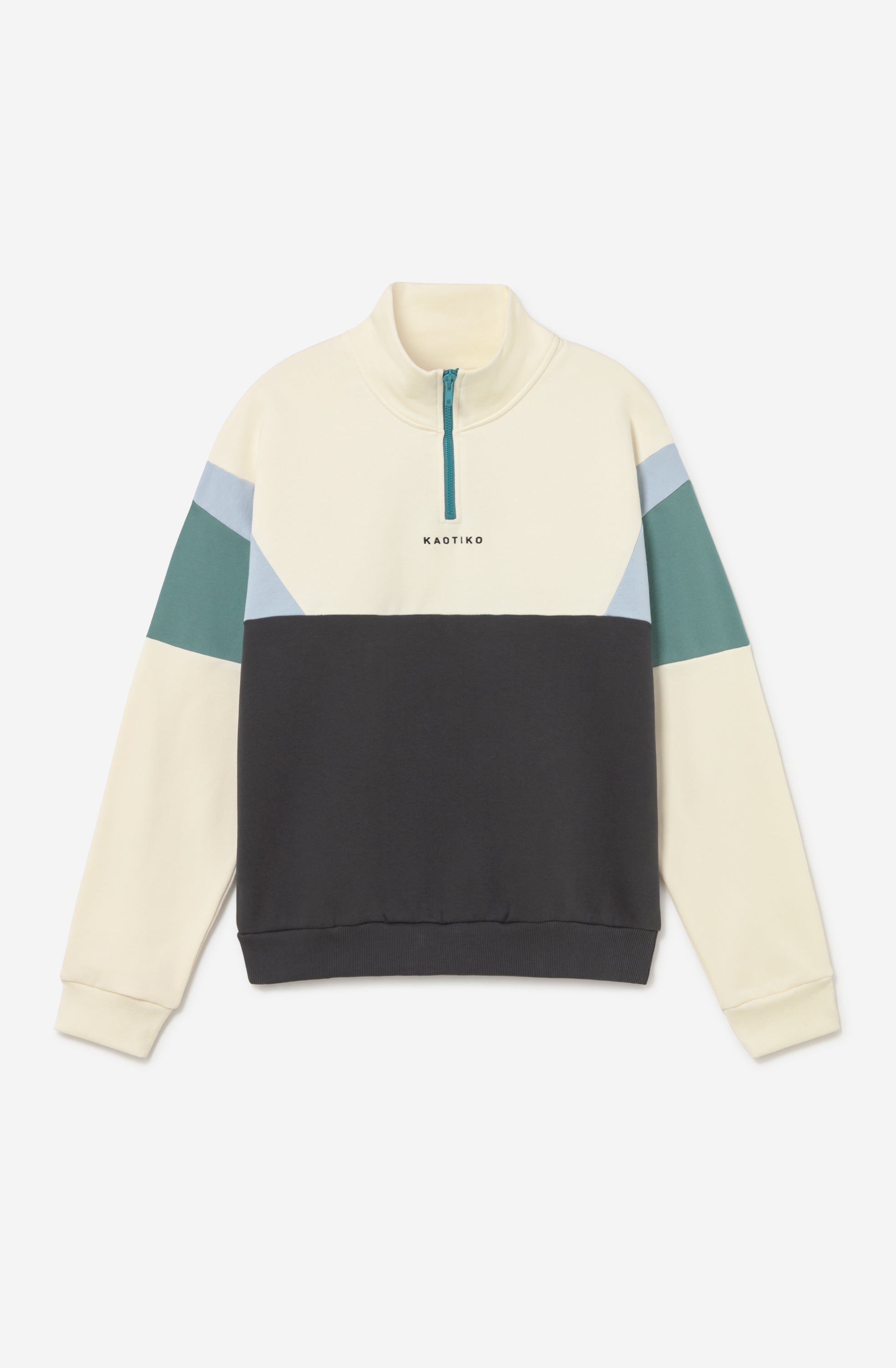 Sudadera Crew Arthur Ivory Black Niagara con cremallera half zip para hombre de Kaotiko BCN
