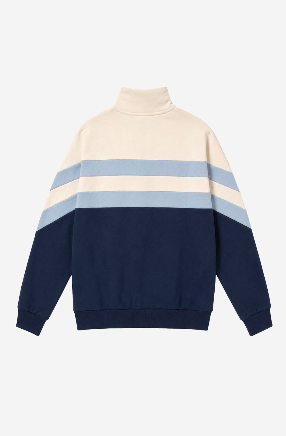 Sudadera Zip Clark unisex color Ivory y Sky Blue con media cremallera