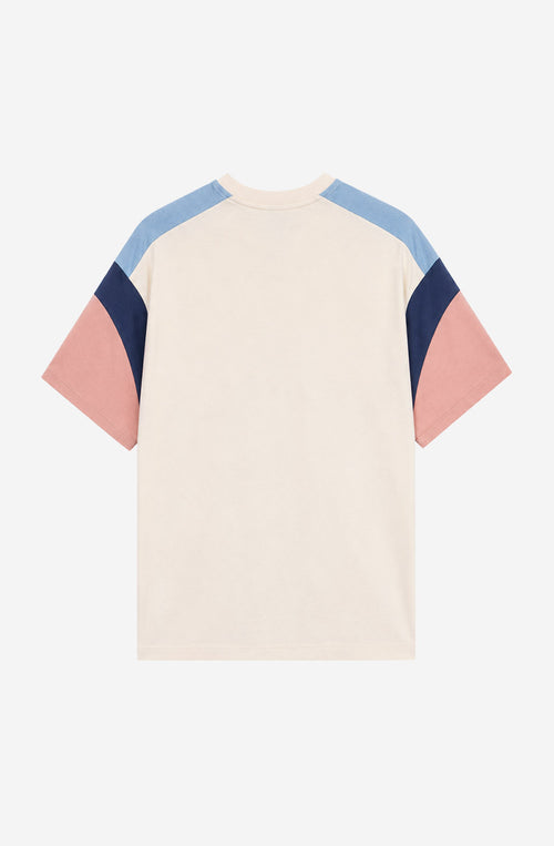 Camiseta Ottawa Ivory Blue Misty Rose unisex con diseño color block en tonos pastel