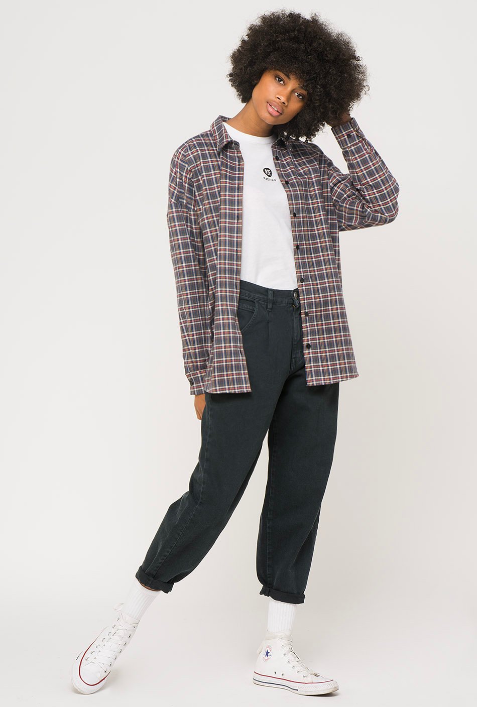 Kaotiko Grey Plaid Shirt