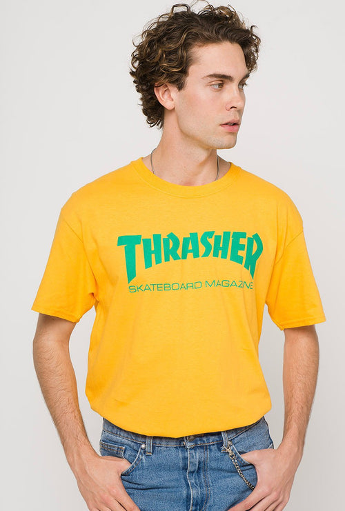 T-shirt Thrasher Skatemag Doré