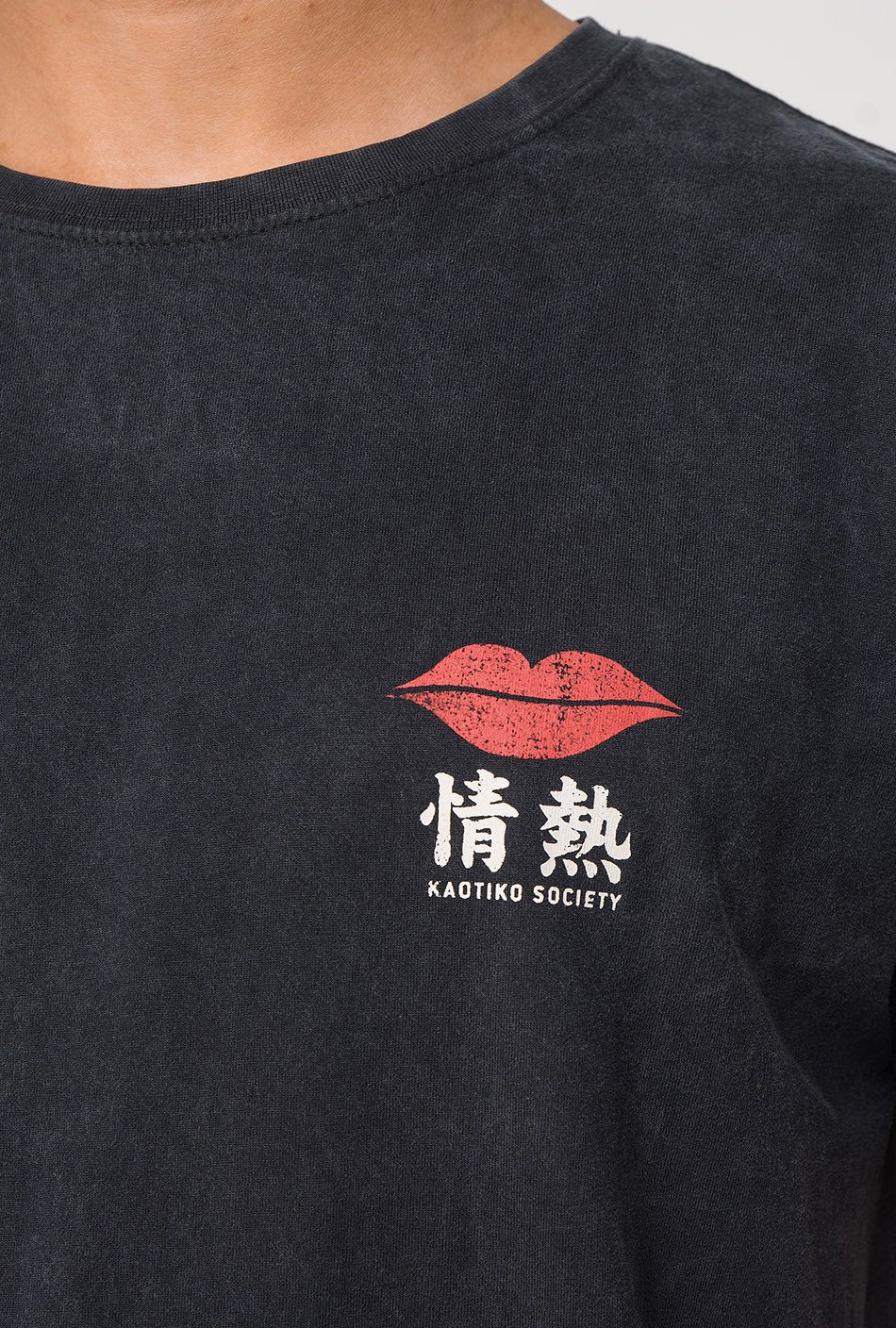 T-shirt Tie-Dye Lips Japan Noir