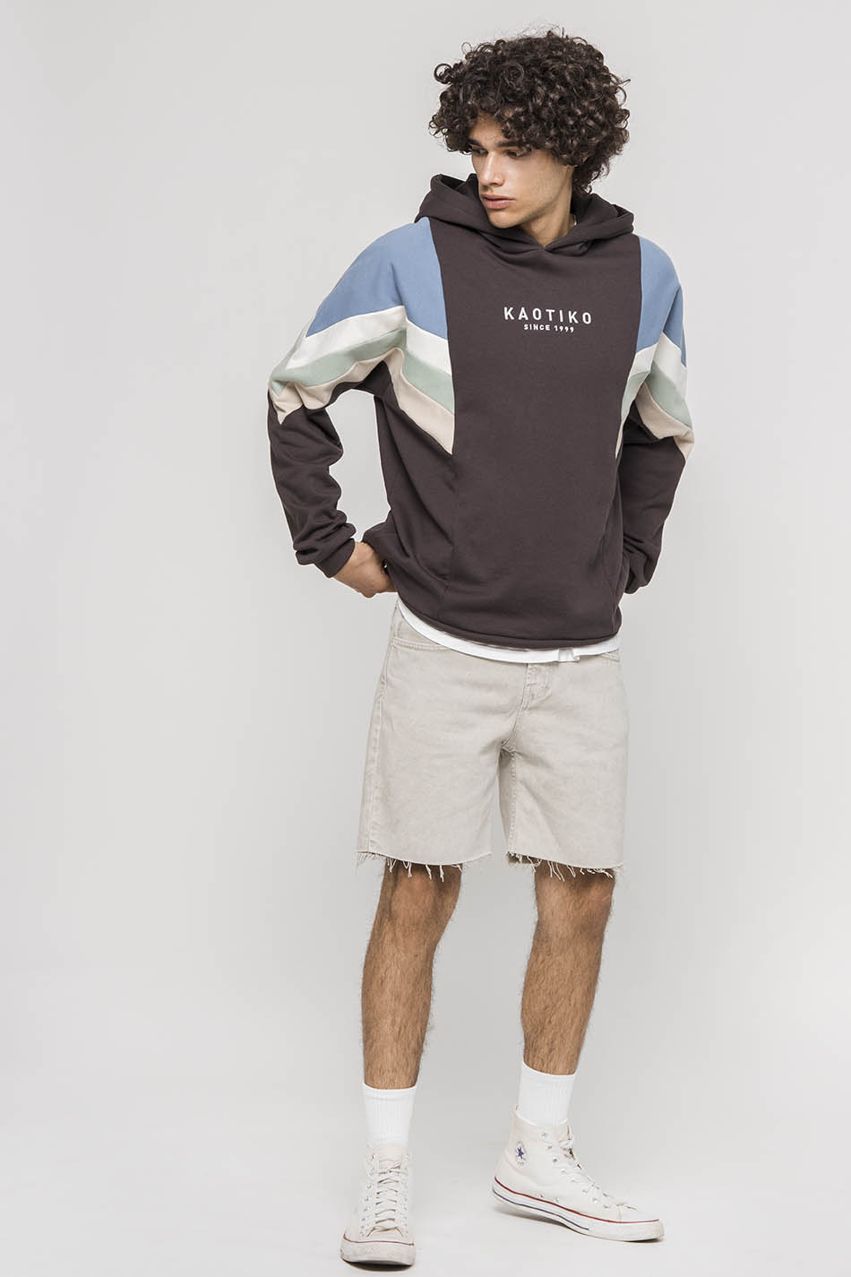 Ewan Hoodie Grey / Blue / Ivory / Green