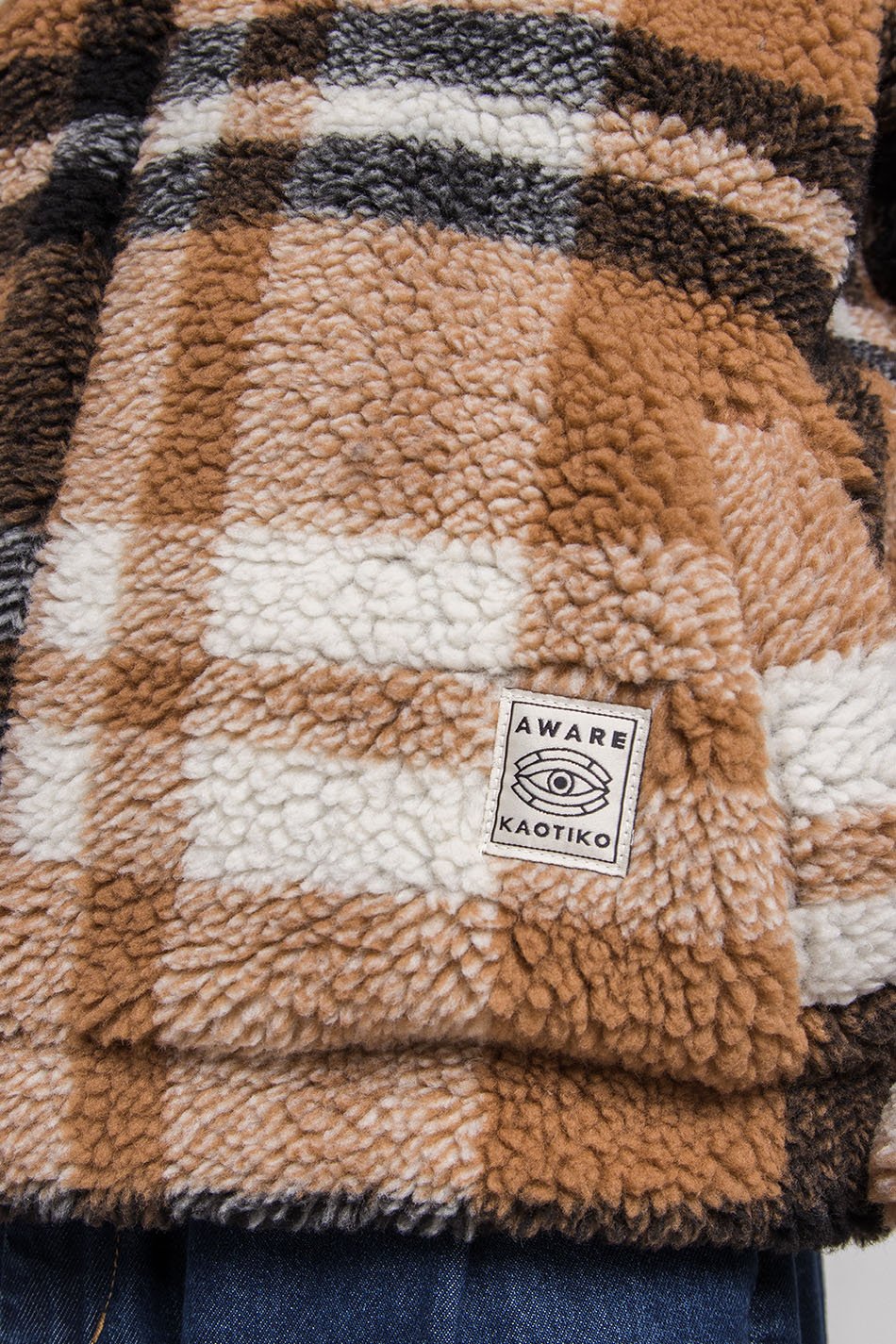 Brown Check Sherpa Jacket - Kaotiko