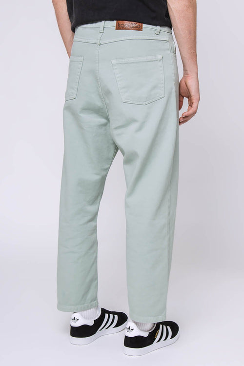 Green Regular Cropped Denim Trousers