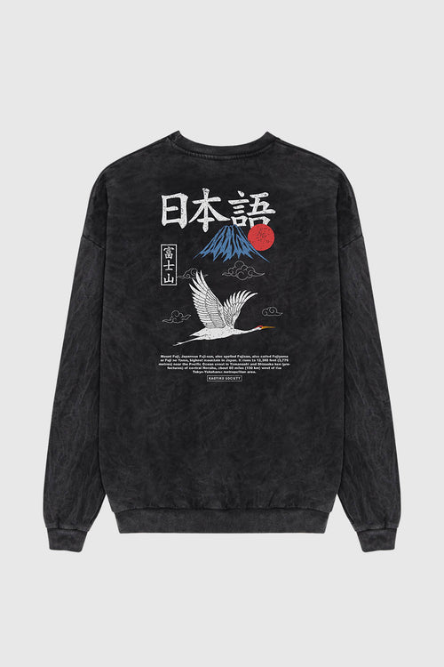 Gewaschenes Heron Japan Schwarzes Sweatshirt